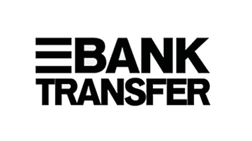 Bank transfer icon supported by Royal x Casino, showing a classic bank building outline with the words 'BANK TRANSFER', indicating that users can securely deposit or withdraw funds via traditional bank accounts.